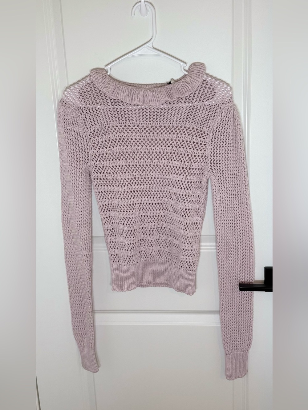 7 For All Mankind Open-Knit Scoop-Neck Sweater in Blush